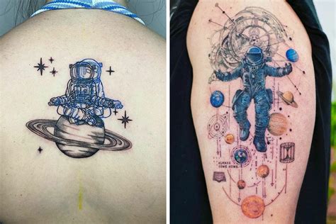 minimal astronaut tattoo|skeleton in space suit tattoo.